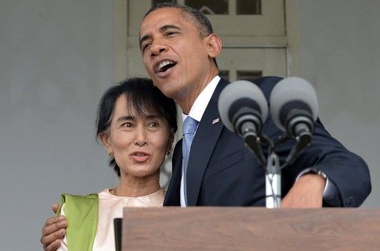 美国总统奥巴马与昂山素季。(资料图)
