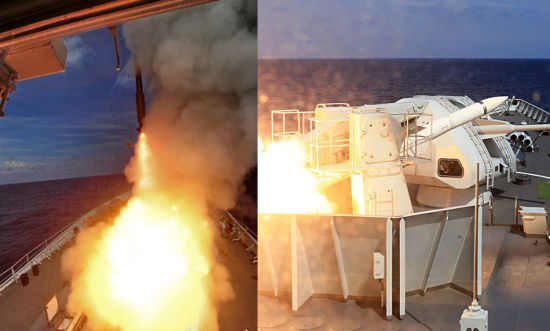 海军在南海实兵对抗 054A与052B舰发射两型导弹 海军在南海实兵对抗 054A与052B舰发射两型导弹