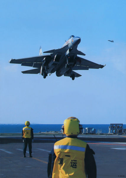 中国海军又出美照:歼15飞鲨空中排队等着舰 中国海军又出美照:歼15飞鲨空中排队等着舰