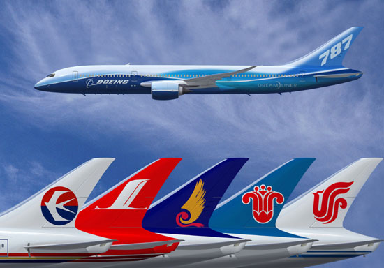 图文：中国订购波音787飞机的5家航空公司