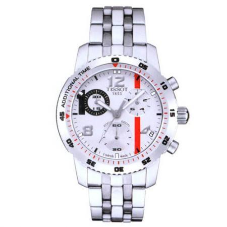 Tissot天梭 圆形精钢运动系列日历计时码表T17