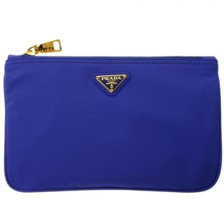 PRADA 普拉达宝石蓝尼龙经典LOGO手包_普