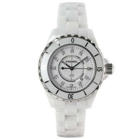 CHANEL香奈儿 白色J12镶钻陶瓷经典中性腕表