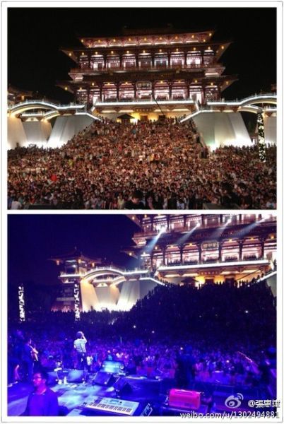 汪峰14日晚亮相西安某音乐节