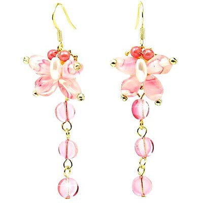 组图:适合可爱圆脸MM的粉色长坠耳环(3)