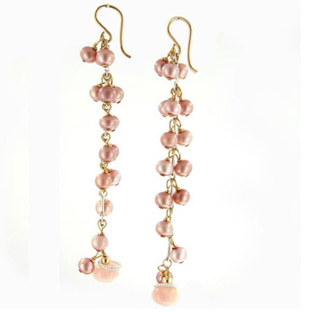 组图:适合可爱圆脸MM的粉色长坠耳环(5)