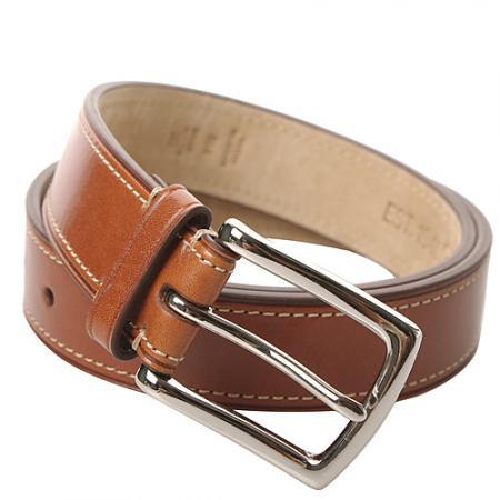 COACH蔻驰棕色全皮刻字LOGO男士皮带_蔻驰