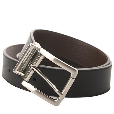 Calvin+Klein+黑色纹理皮经典LOGO男士皮带_