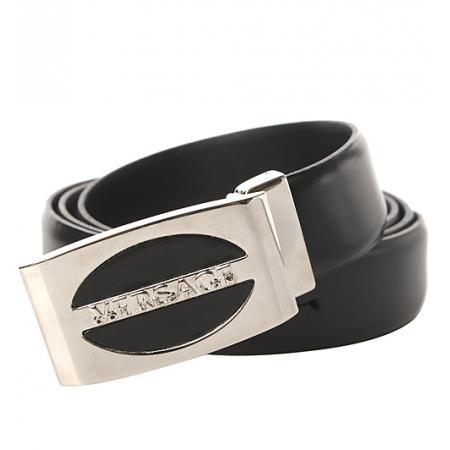 sace范思哲黑色全皮刻字凸起LOGO男士皮带_