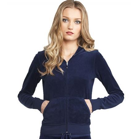 Juicy Couture橘滋 宝蓝色经典丝绒运动上衣_橘