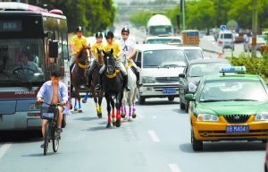 市民早高峰骑马上班 交警称干扰道路交通