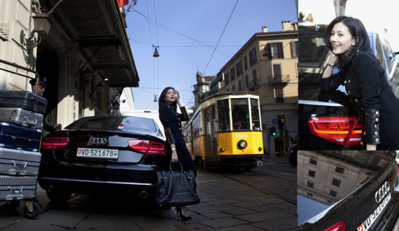 豪车护航高圆圆 米兰时装周一枝独秀
