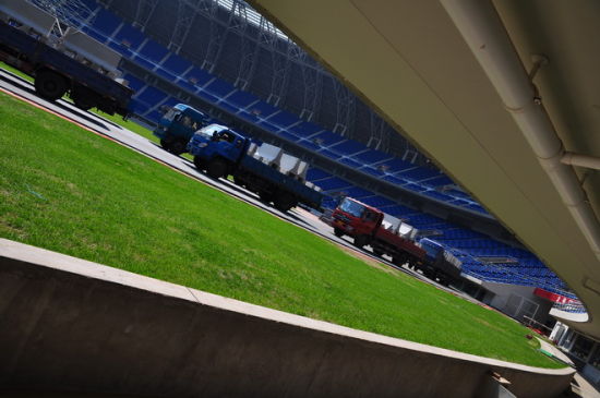 世界飘移系列赛天津站场地搭建临近尾声