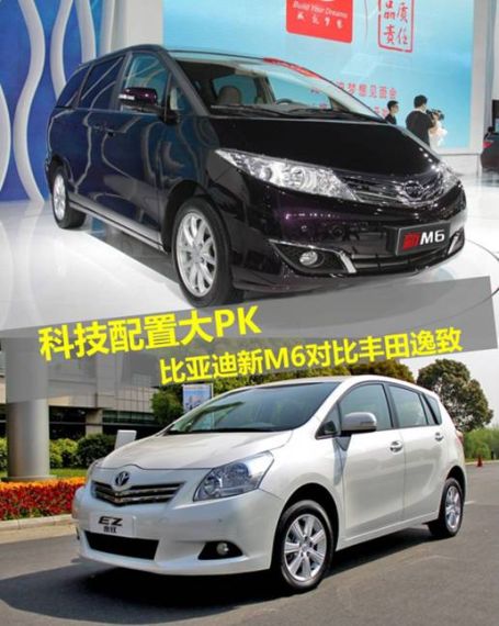 科技配置大PK  比亚迪新M6对比丰田逸致