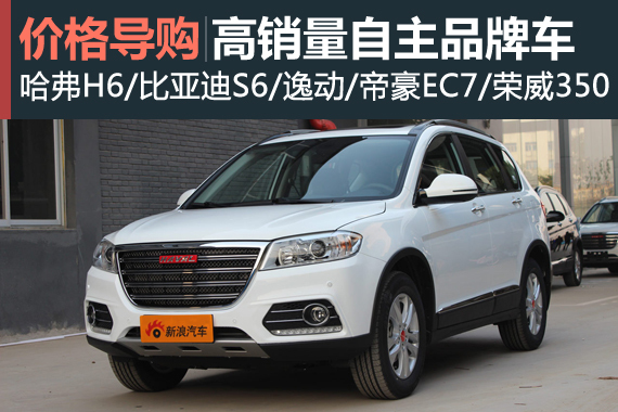 最高降2.4万 自主品牌销量前六车型行情