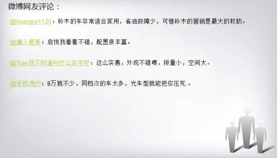 微博网友对长安铃木启悦的评论