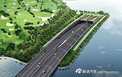 图为独墅湖隧桥的平面图,从图上可以看出,独特的湖底隧道设计是所谓"