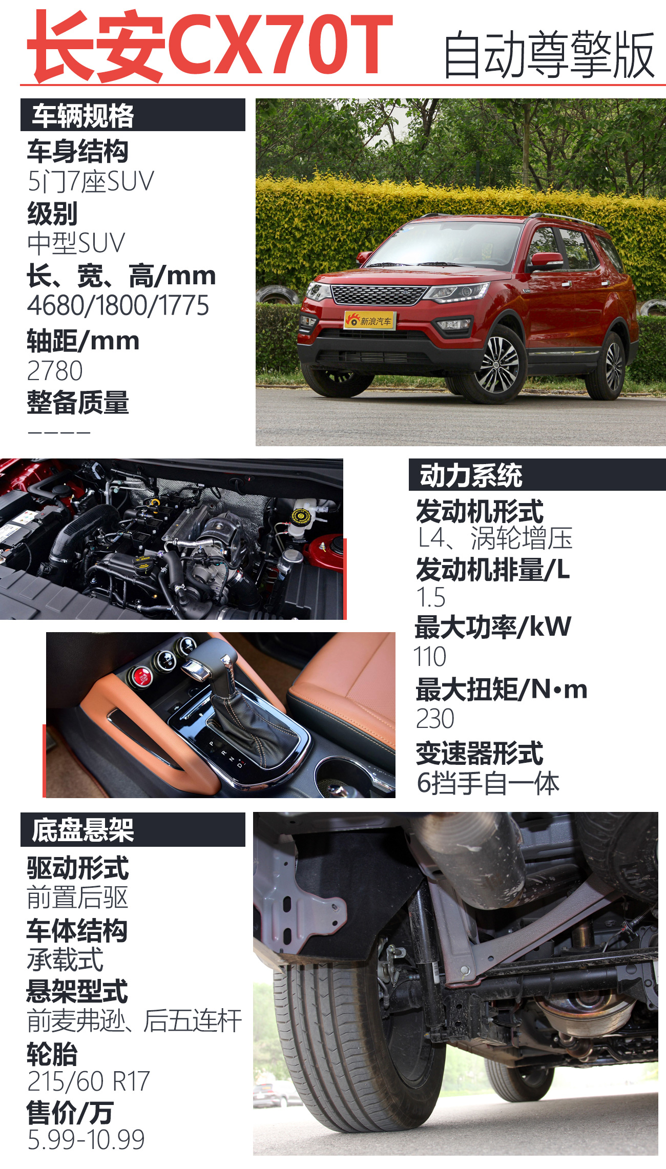 长安CX70T 2017款 1.5T 自动尊擎版