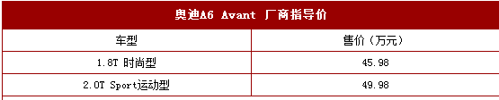 奥迪A6 Avant上市 售45.98-49.98万