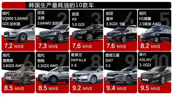 韩国最耗油的10款车