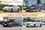 11-15万三厢车型上周热度排行揭晓，卡罗拉领跑