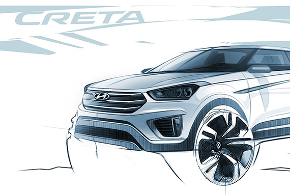 现代Creta设计草图曝光 年底印度上市