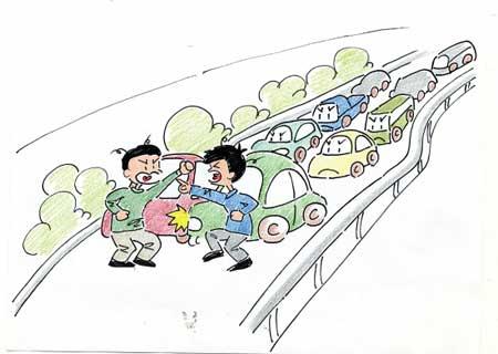 火气太大 高速路上闹剧连连