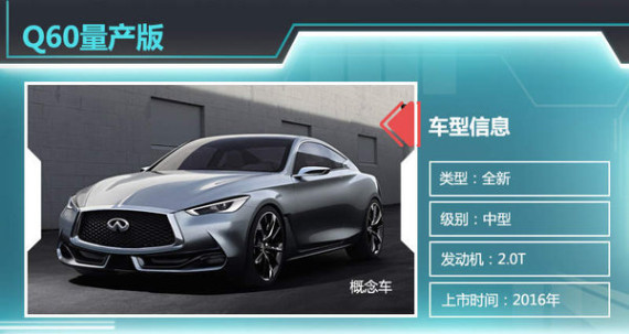 英菲尼迪Q60量产版明年上市 搭奔驰2.0T