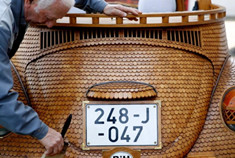 精雕细琢 50000件橡树片打造的古典甲壳虫