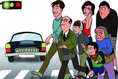 中国式过马路 行人闯红灯需“接力站岗”