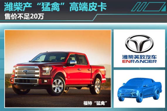 潍柴产“猛禽”高端皮卡 售价不足20万