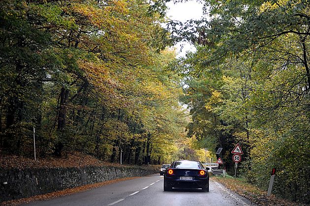 前面有辆法拉利 意大利托斯卡纳深秋风景