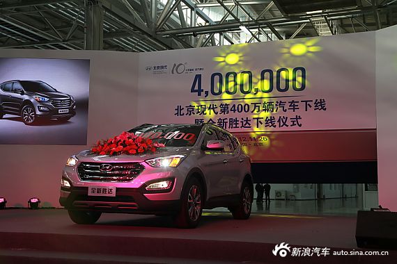 北京现代新胜达下线 完成第400万辆生产