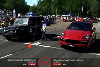 视频：奔驰G63 AMG直线加速惜败保时捷卡宴
