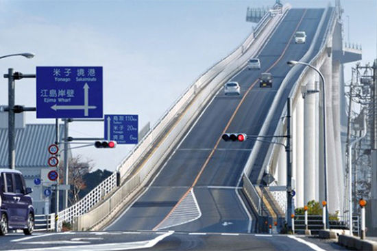 视频：开车犹如坐“过山车” 日本“超陡”大桥坡度惊人