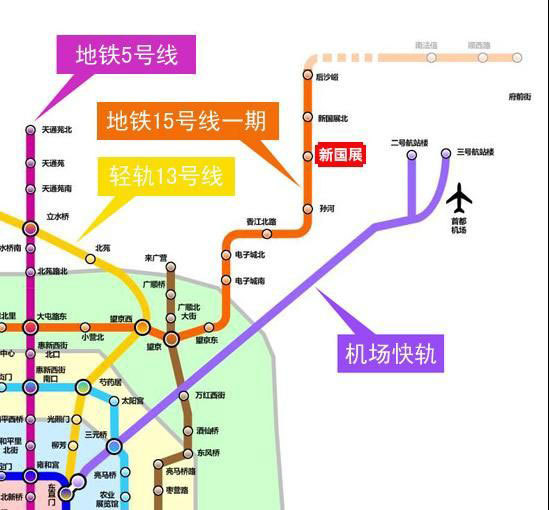 北京地铁15号线(图中橙色线路) 北京地铁15号线(图中橙色线路)