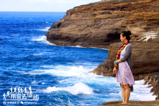 欧胡岛拉奈观景台 波涛汹涌的海岸