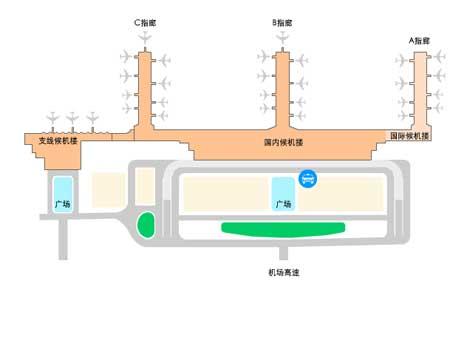 成都双流国际机场出租车站点示意图
