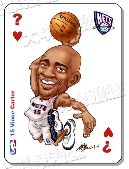 NBA漫画-球星扑克系列之文斯-卡特加拿大飞人