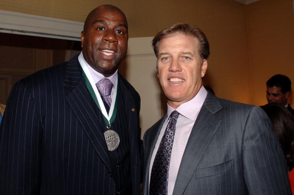 -魔术师约翰逊出席慈善晚宴 橄榄球篮球双星_