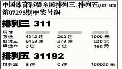 中国体育彩票全国排列三、排列五(3D、5D)第