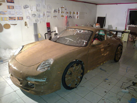 纸糊保时捷制造过程