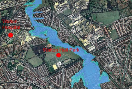 　　利物浦的河流是一个潜在的洪水风险。遭洪水袭击时，这座城市的受灾程度不会像伦敦或者加的夫那么严重。