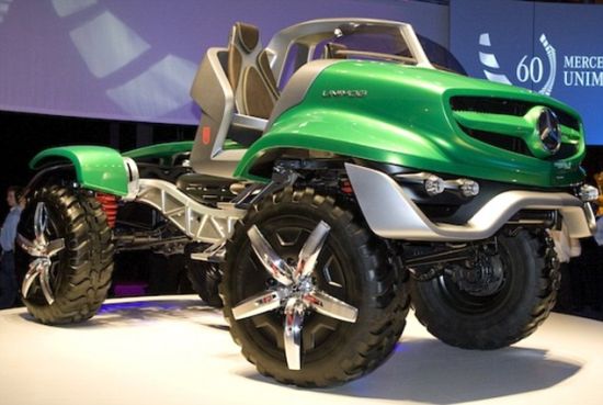 为了庆祝全能越野车乌尼莫克的60岁生日，奔驰公司发布了在设计上具有突破性的概念款