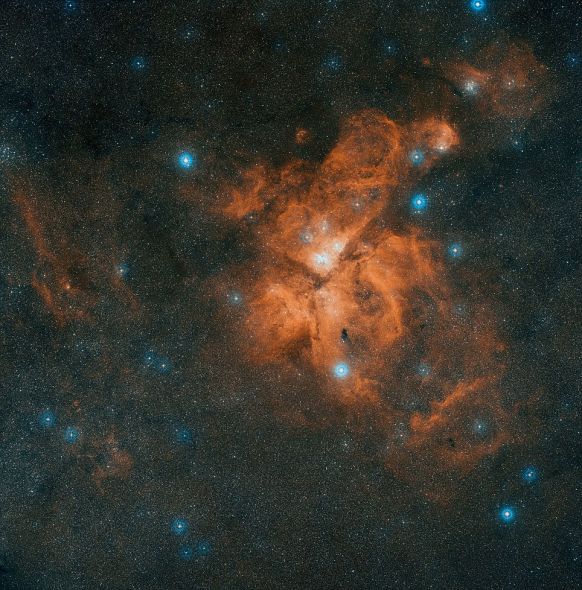 数字星空调查拍摄到的船底座星云区。加夫列拉-米斯特拉尔星云是该区域的组成部分