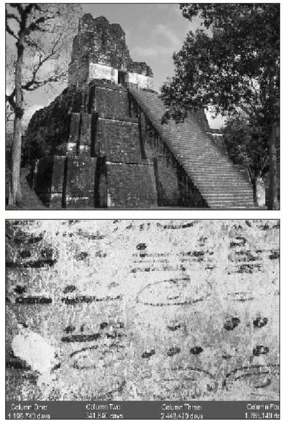 玛雅人为世人留下了“金字塔”(上)和神秘符号(下)。