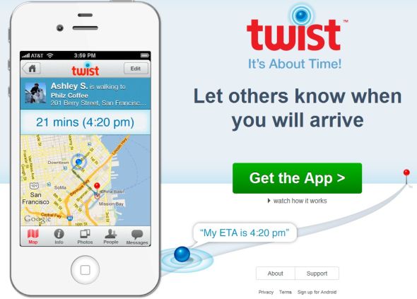 Twist：自动发短信告诉别人你何时抵达