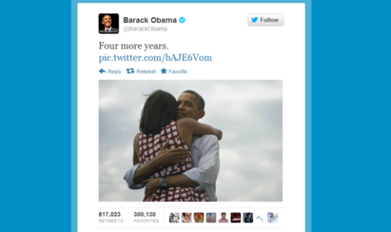 奥巴马成功连任的消息数创下Twitter新纪录