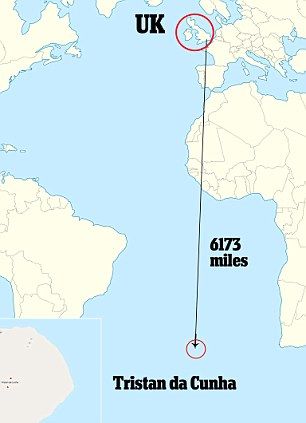 特里斯坦-达库尼亚群岛是英国的海外领土，距离英国本土6173英里（约合1万公里）