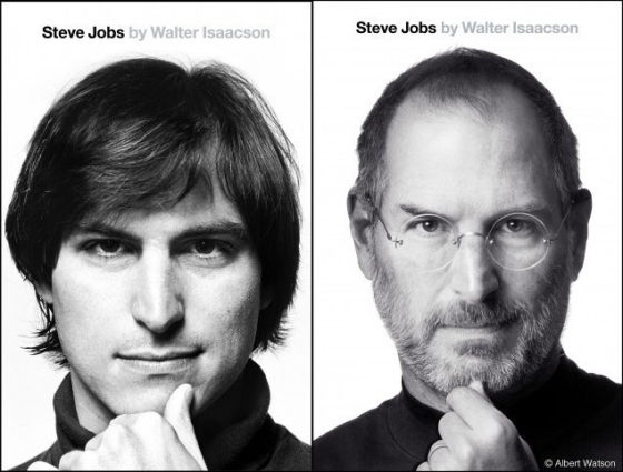 左为《乔布斯传》平装版将采用的封面，右为现封面